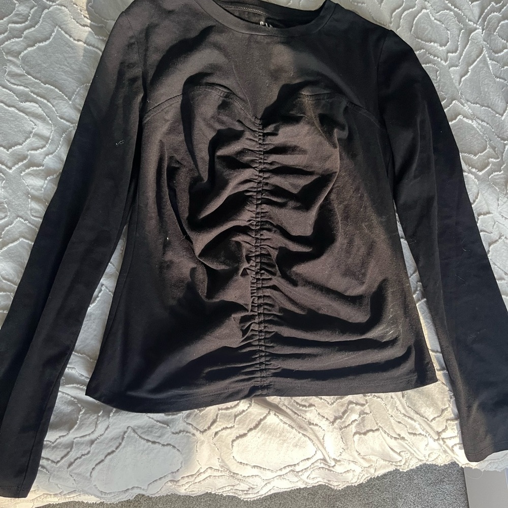 GAP Black Ruched Long Sleeve Top